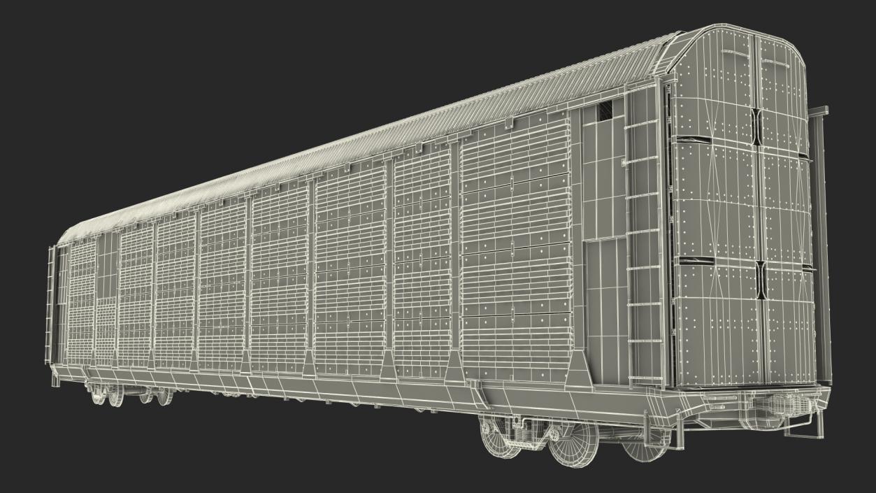 Generic Old Auto Rack Freight Car White 3D model