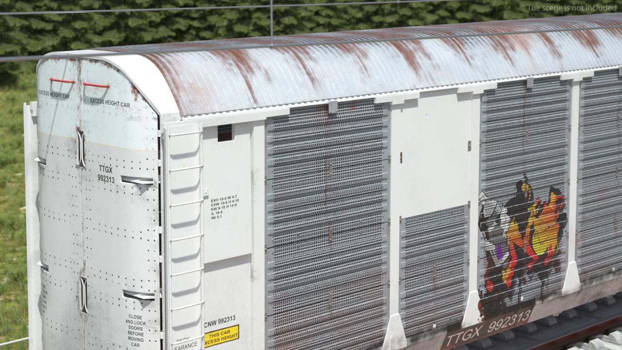 Generic Old Auto Rack Freight Car White 3D model