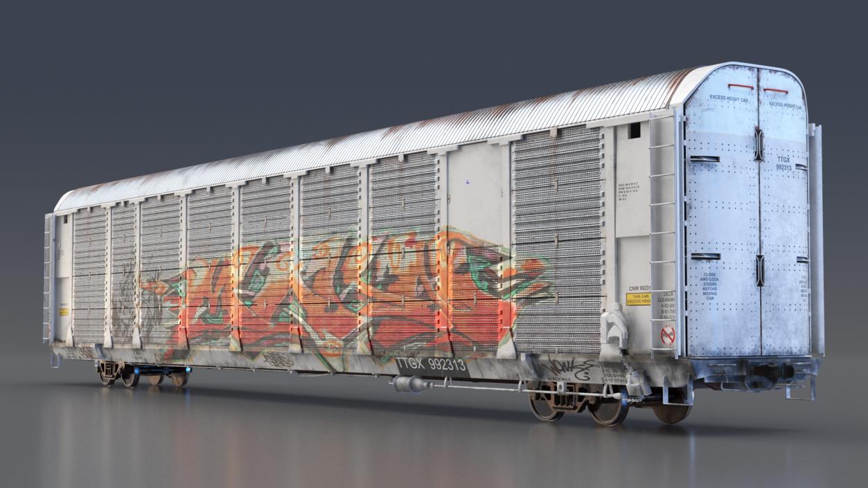 Generic Old Auto Rack Freight Car White 3D model