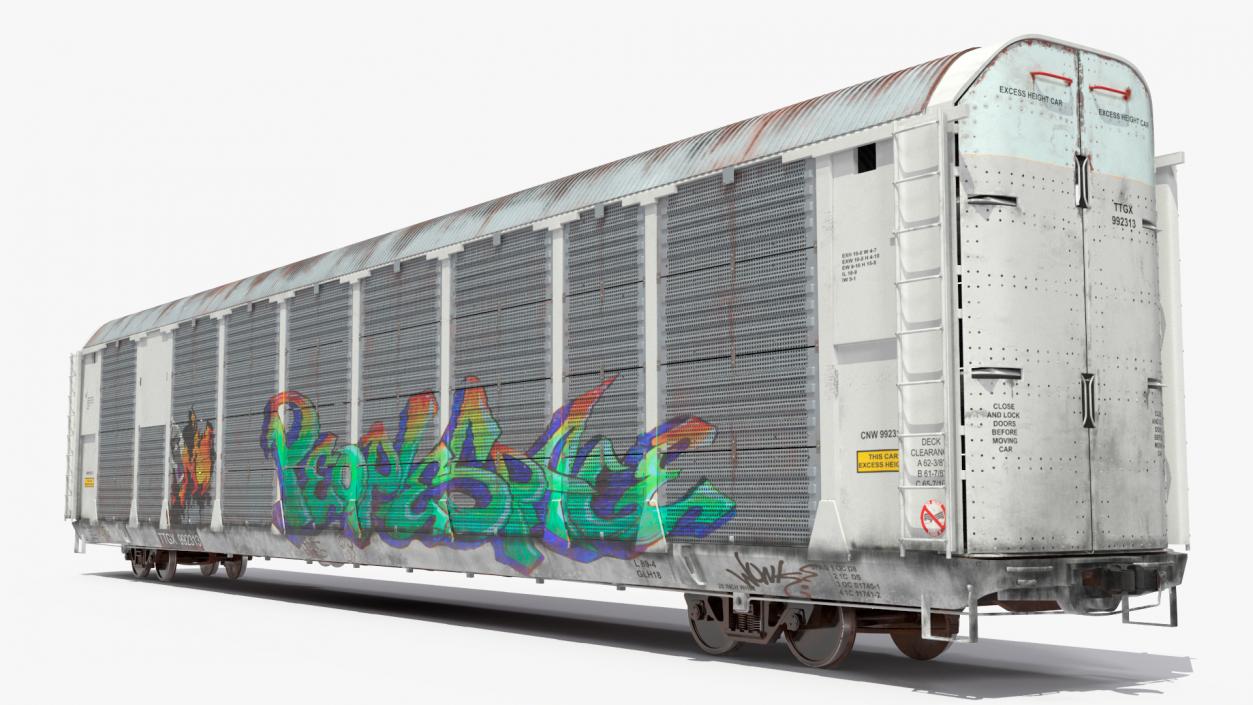 Generic Old Auto Rack Freight Car White 3D model