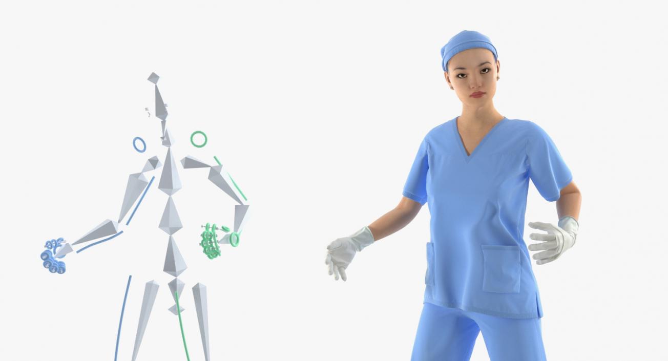 Asian Female Surgeon Rigged 2 3D model