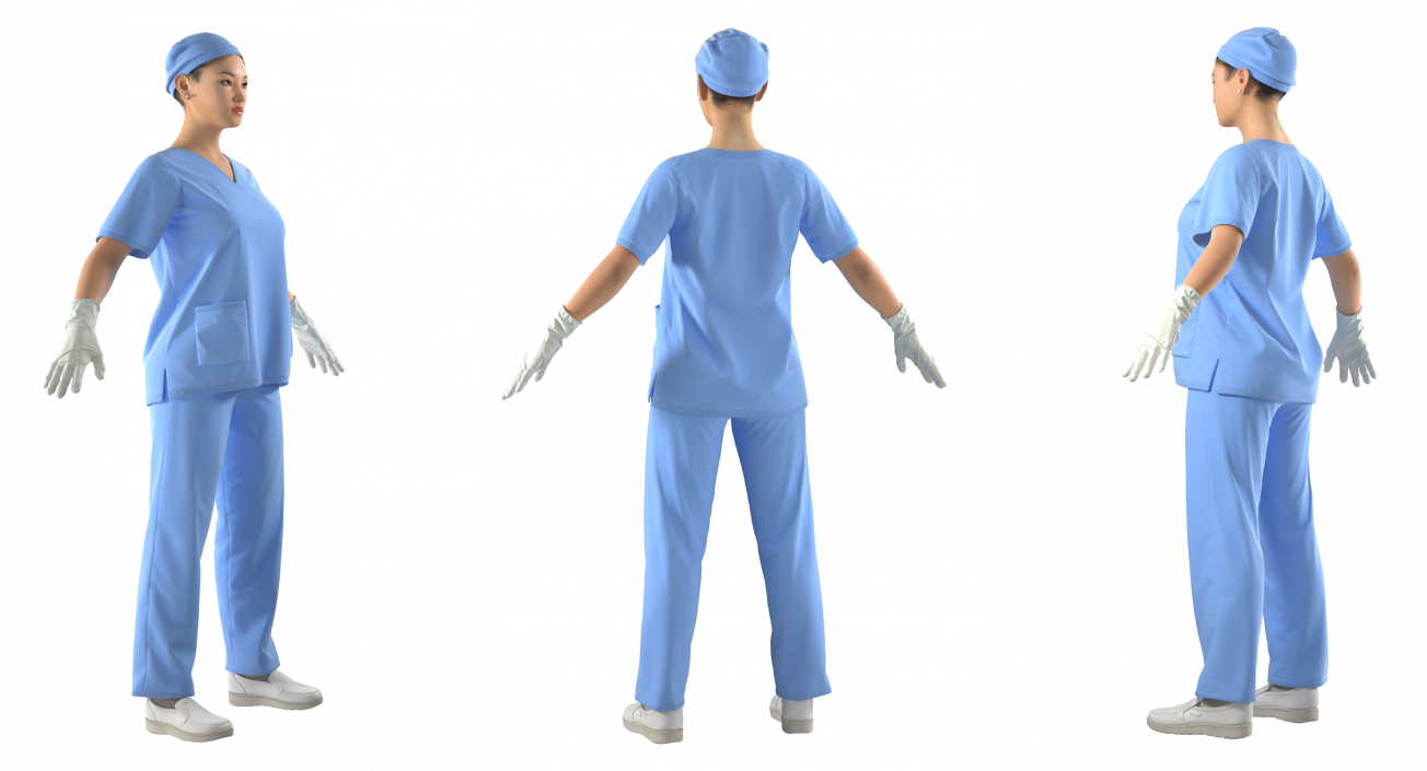 Asian Female Surgeon Rigged 2 3D model