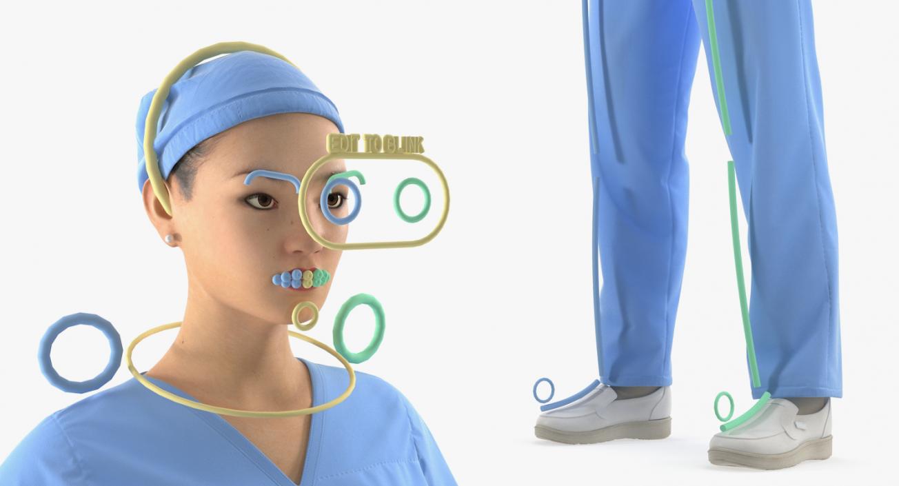 Asian Female Surgeon Rigged 2 3D model