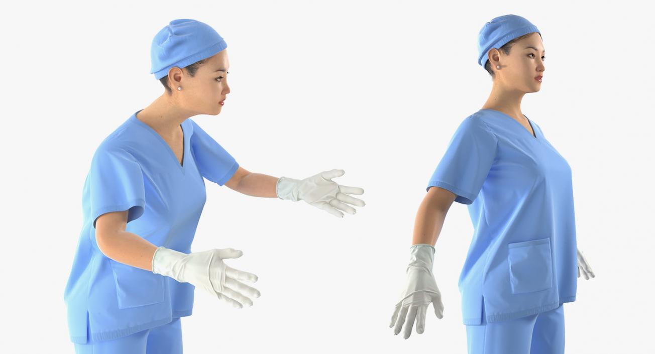 Asian Female Surgeon Rigged 2 3D model