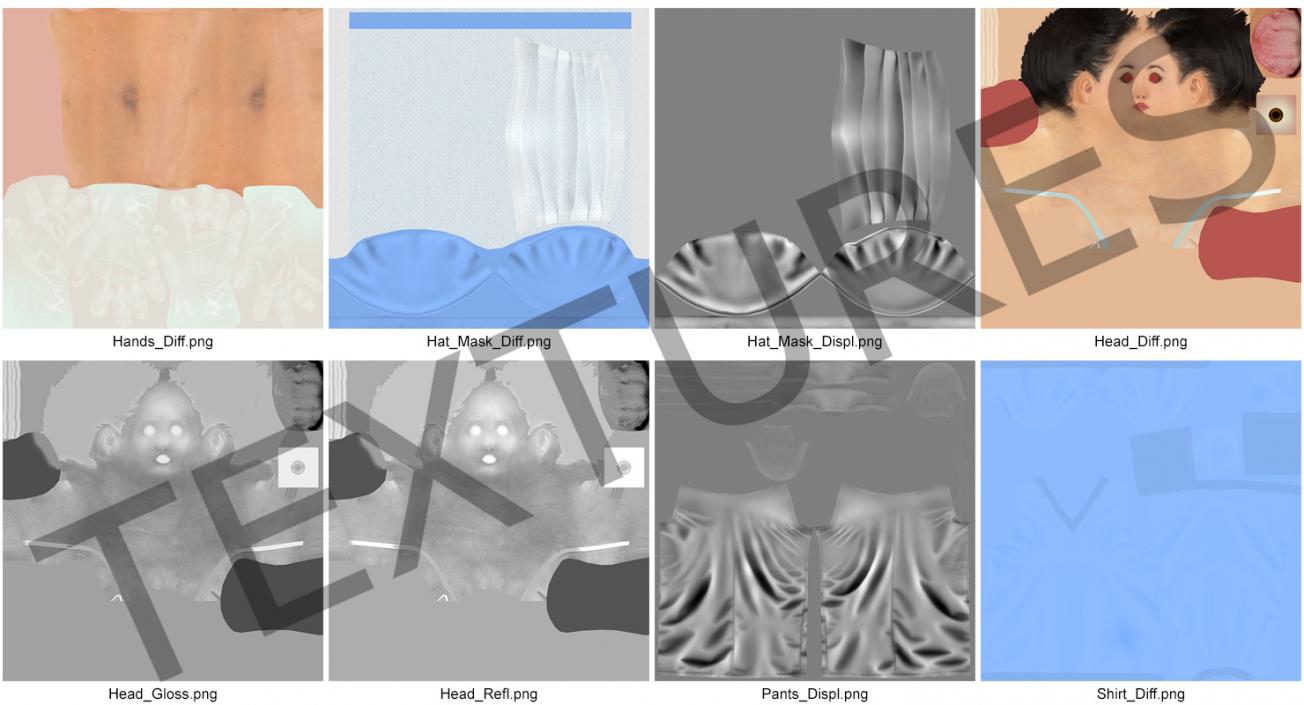 Asian Female Surgeon Rigged 2 3D model