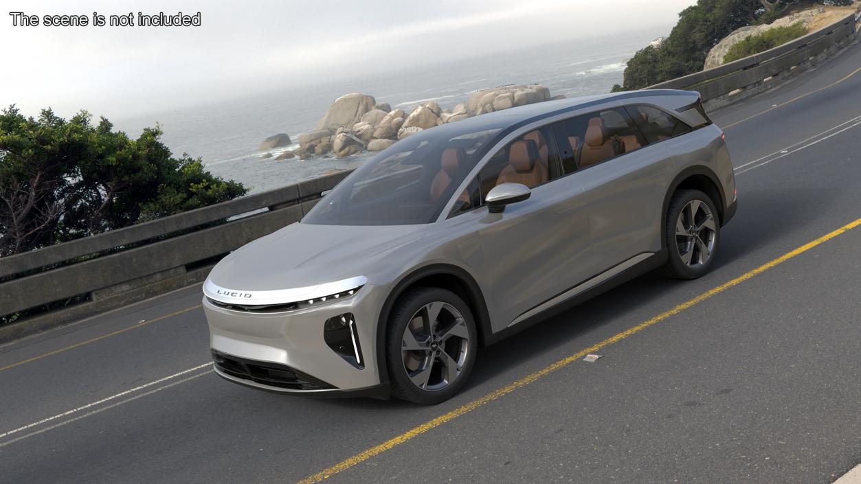 Lucid Gravity 2024 Electric SUV Gray Simplified 3D