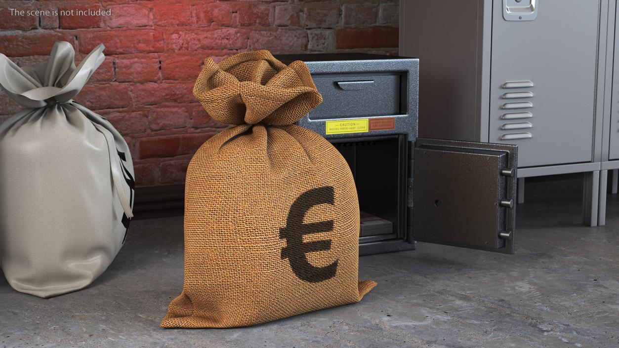 3D Euro Currency Sack model