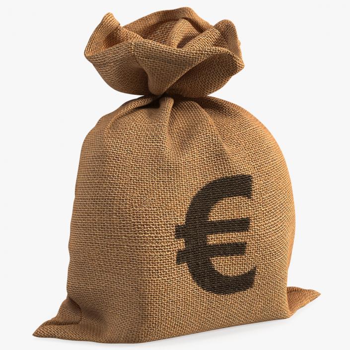 3D Euro Currency Sack model