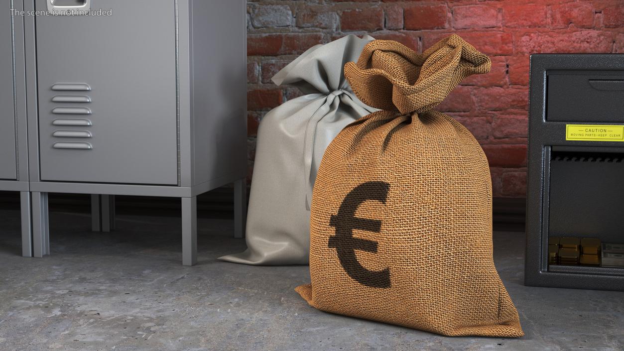 3D Euro Currency Sack model