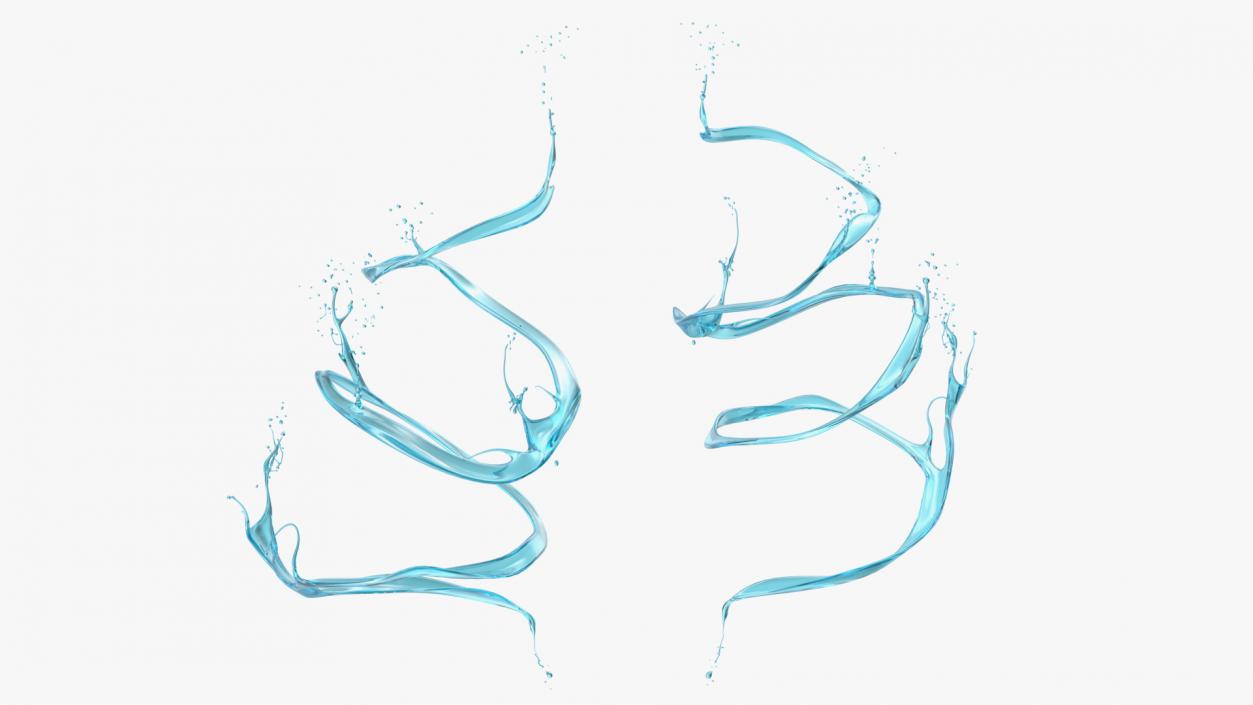 3D Abstract Liquid Splash Blue Water model