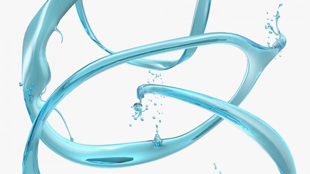 3D Abstract Liquid Splash Blue Water model