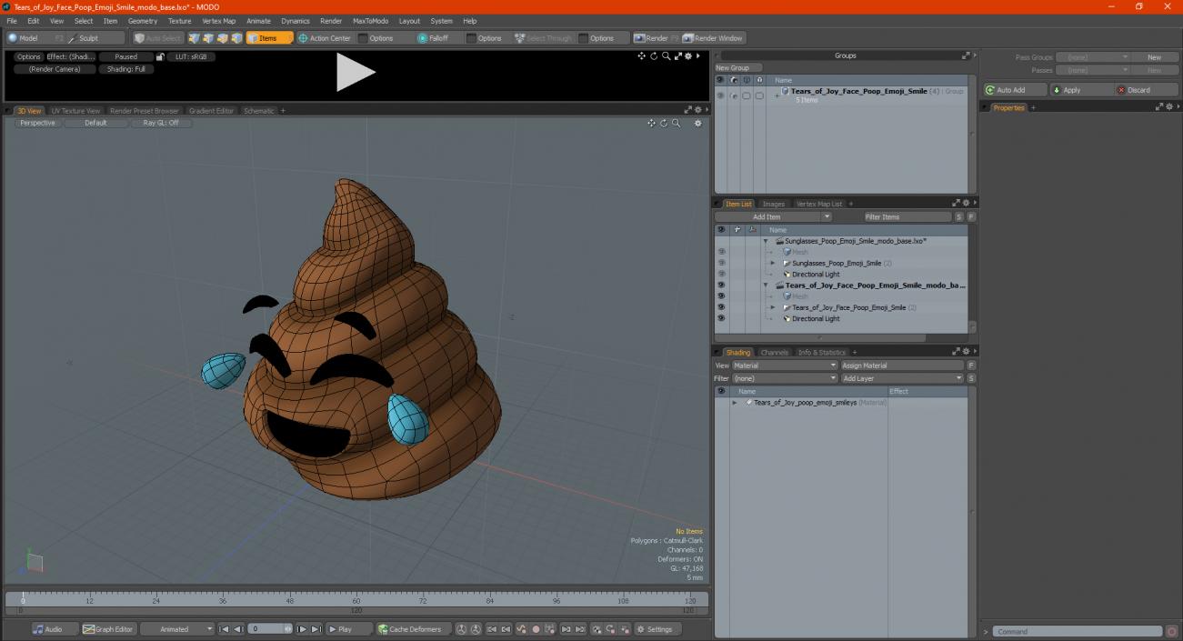 Tears of Joy Face Poop Emoji Smile 3D model