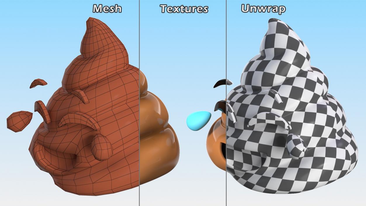 Tears of Joy Face Poop Emoji Smile 3D model