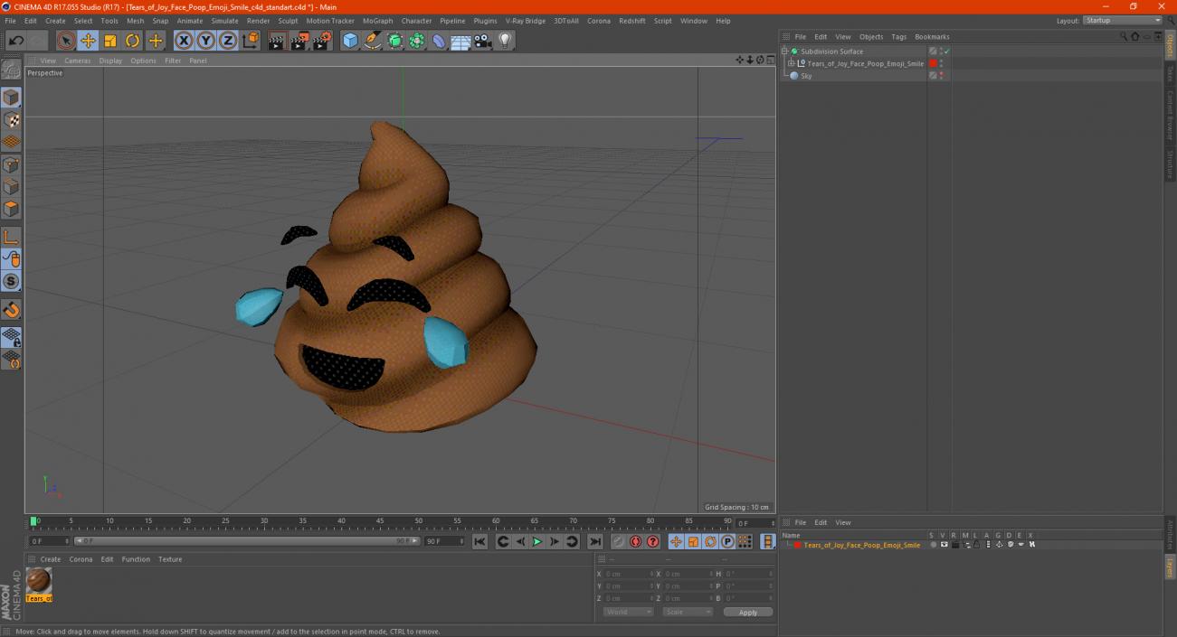 Tears of Joy Face Poop Emoji Smile 3D model