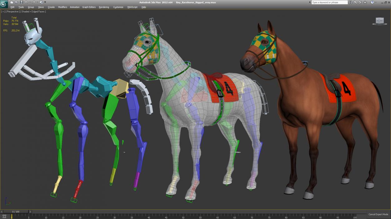 3D model Bay Racehorse Rigged