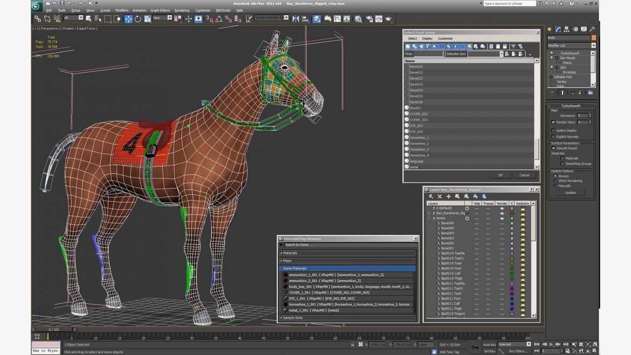 3D model Bay Racehorse Rigged