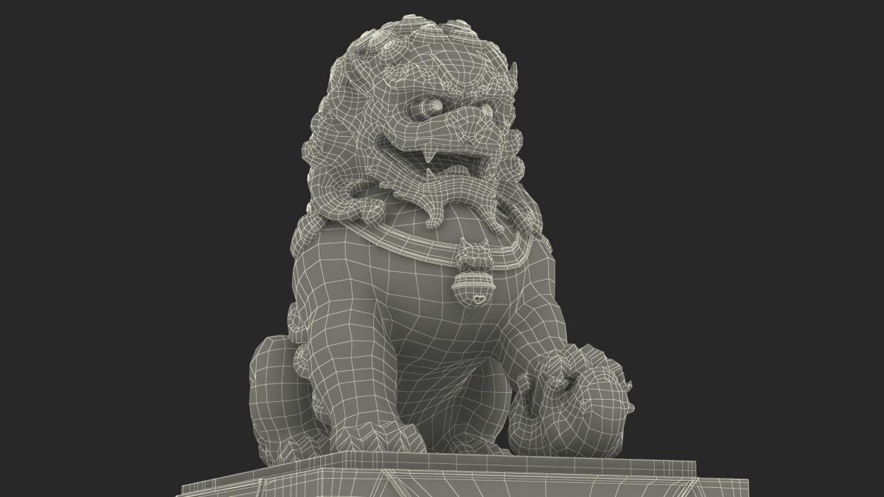 3D model Chinese Stone Lion Statue