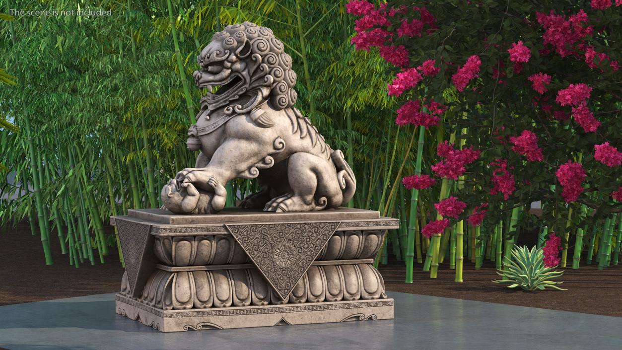 3D model Chinese Stone Lion Statue