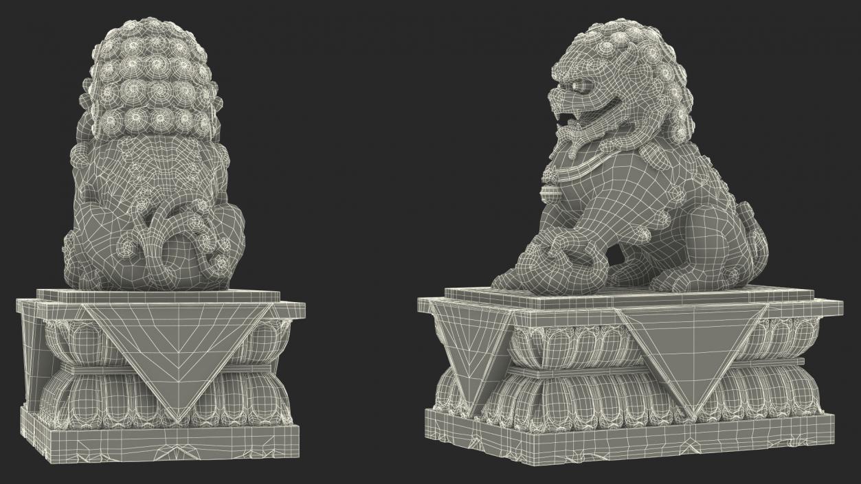 3D model Chinese Stone Lion Statue