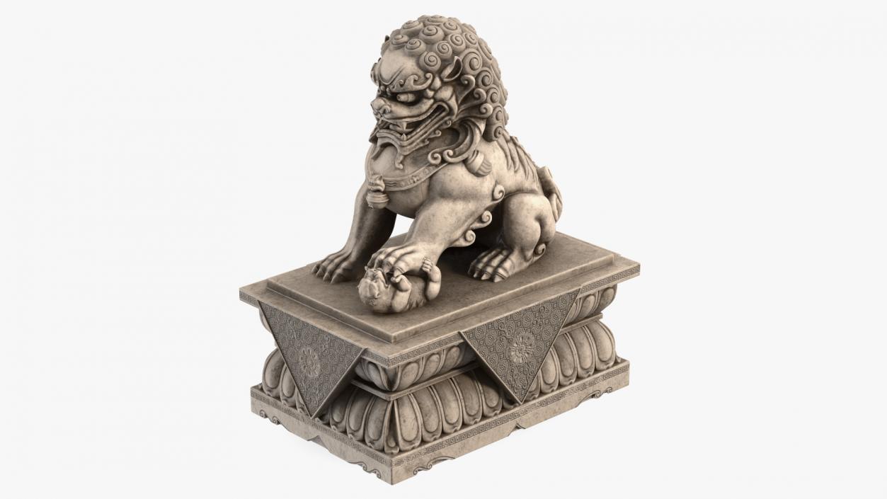 3D model Chinese Stone Lion Statue