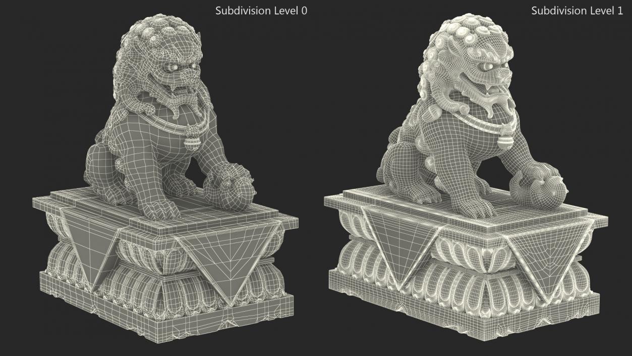 3D model Chinese Stone Lion Statue