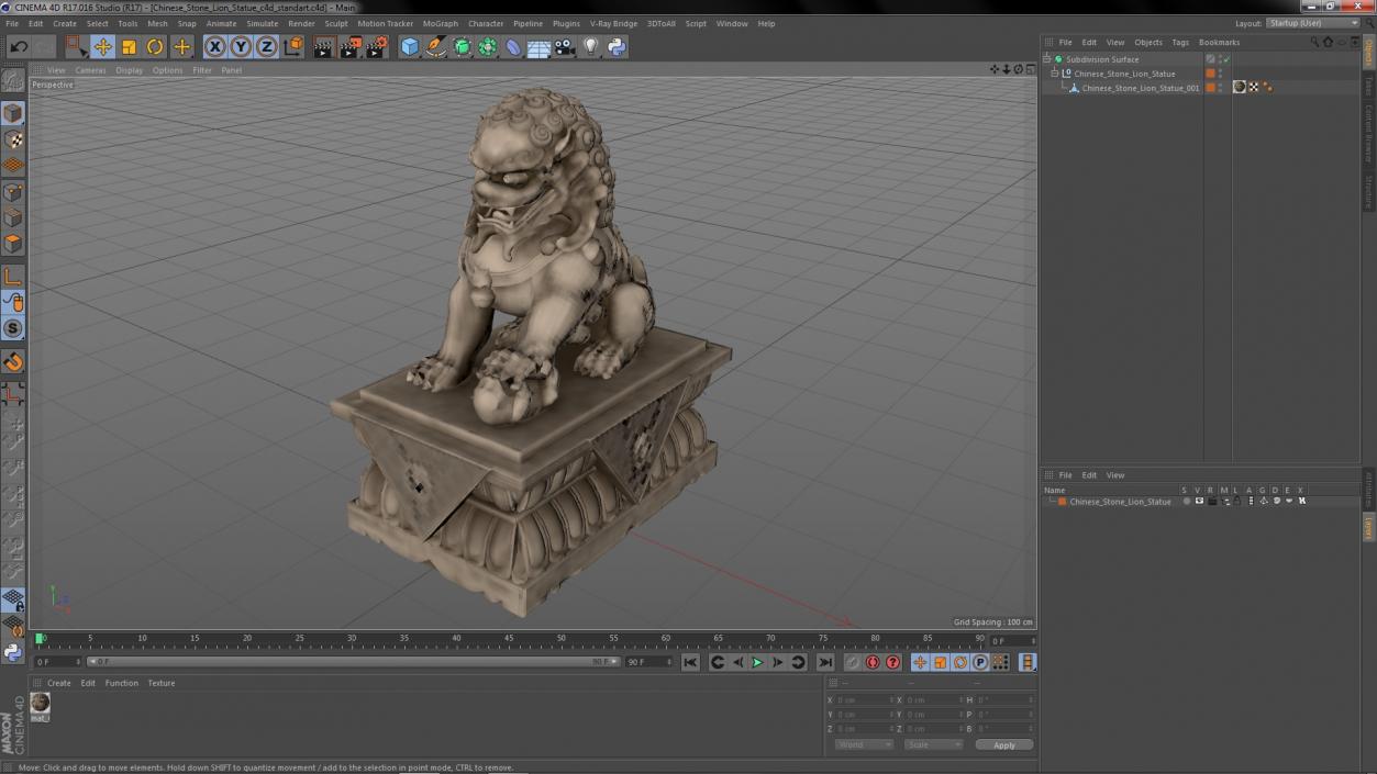 3D model Chinese Stone Lion Statue