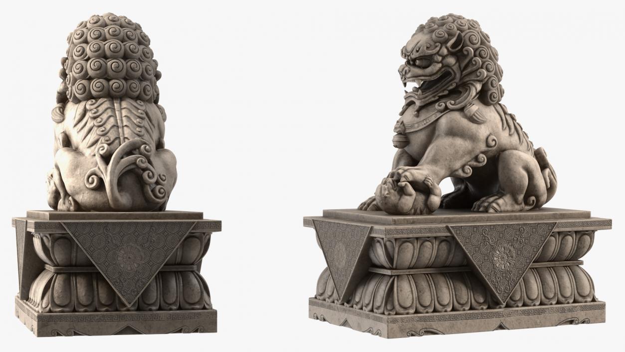 3D model Chinese Stone Lion Statue