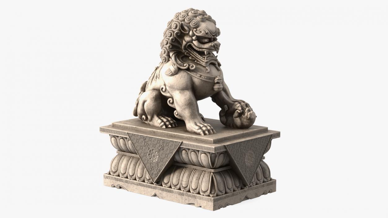 3D model Chinese Stone Lion Statue