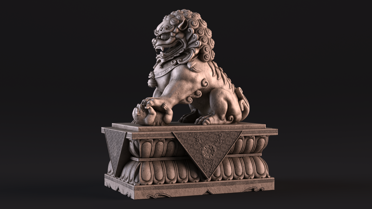 3D model Chinese Stone Lion Statue