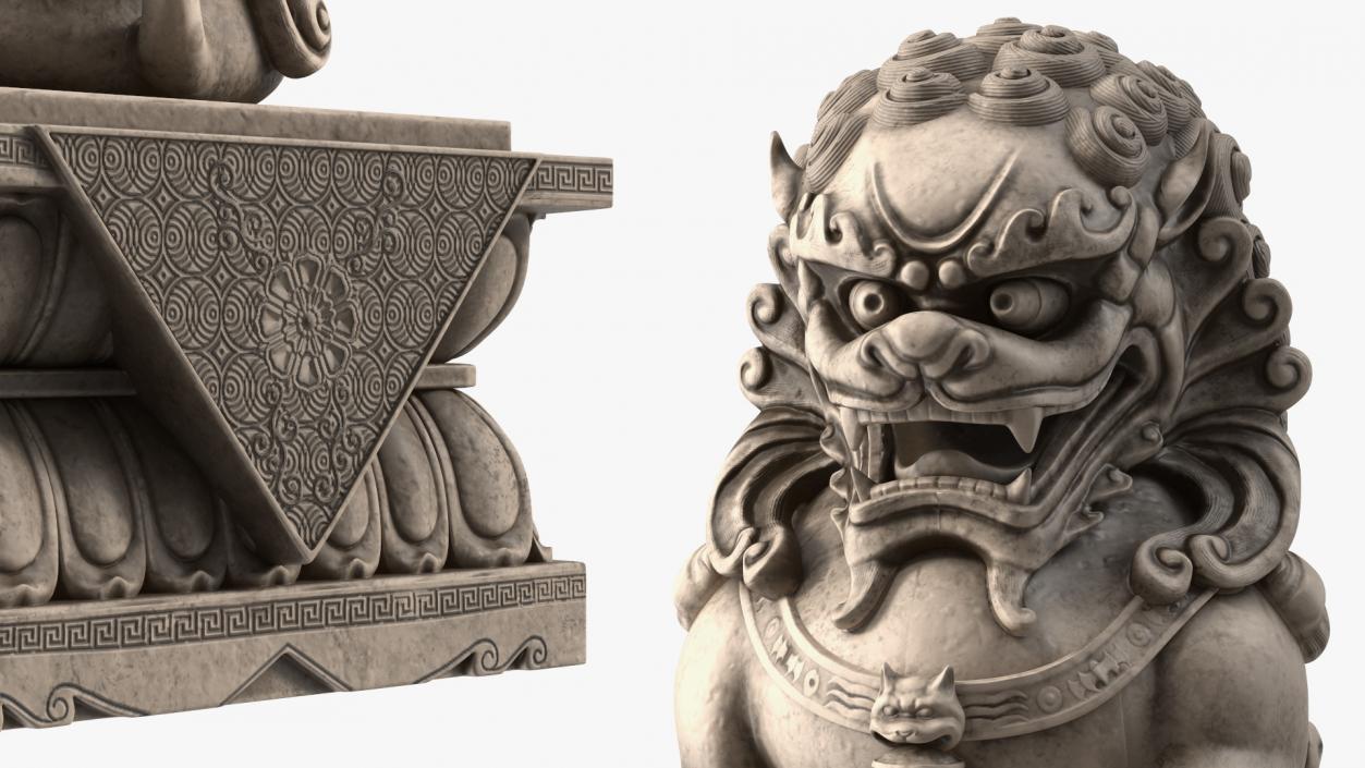 3D model Chinese Stone Lion Statue