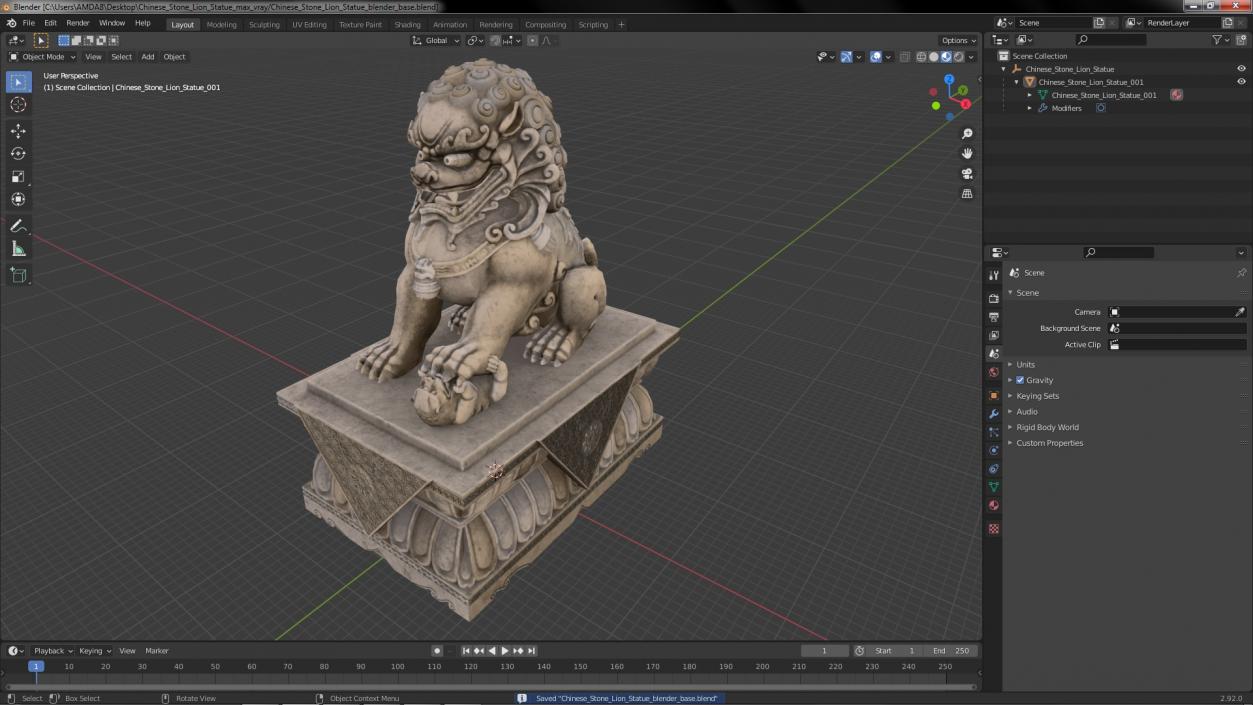 3D model Chinese Stone Lion Statue