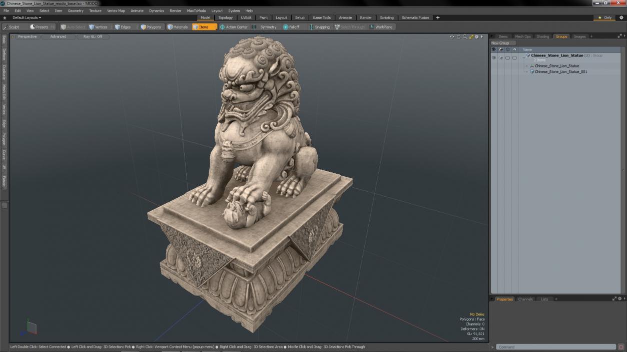 3D model Chinese Stone Lion Statue