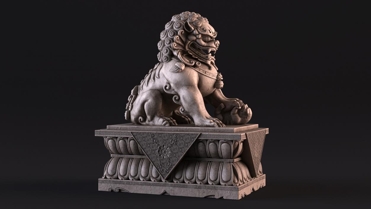 3D model Chinese Stone Lion Statue