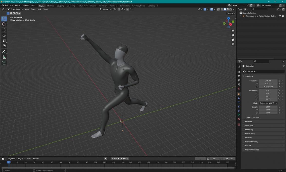 Mannequin in a Motion Capture Suit by OptiTrack 3D