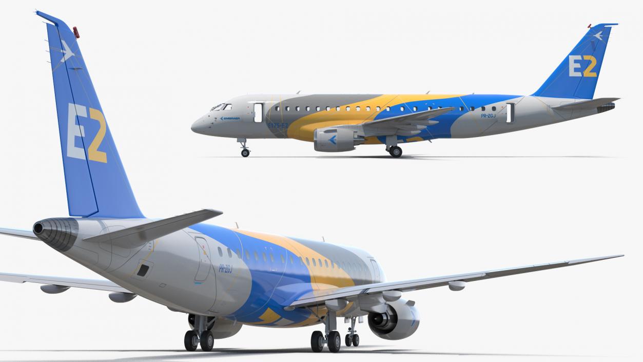 3D Embraer E-Jet E175-E2 Rigged model