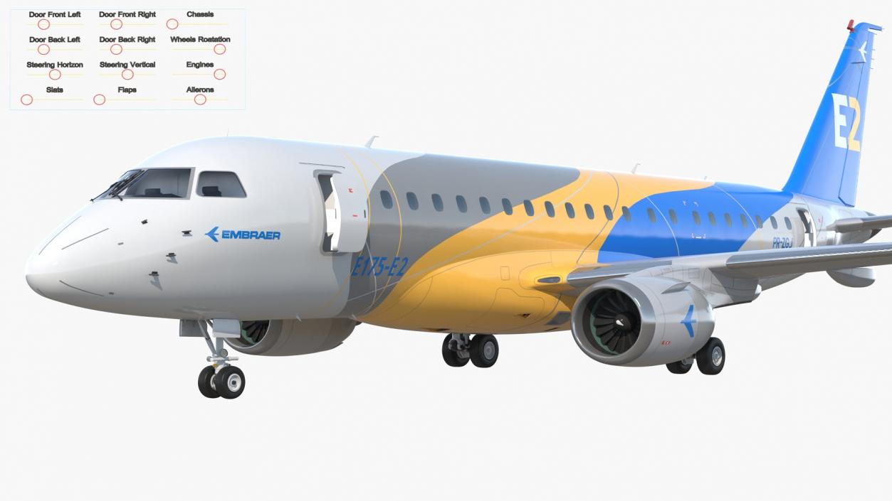 3D Embraer E-Jet E175-E2 Rigged model