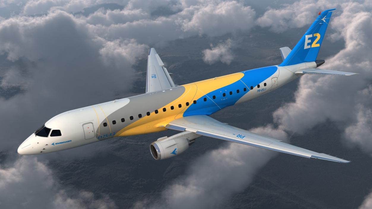 3D Embraer E-Jet E175-E2 Rigged model