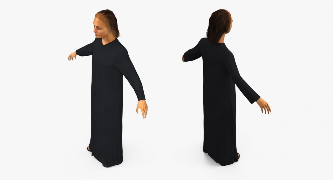 Arabian Woman in Black Abaya 2 Rigged 3D