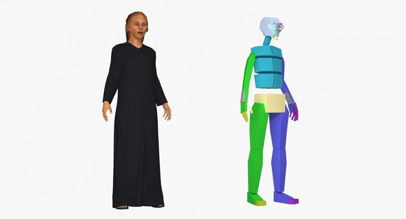 Arabian Woman in Black Abaya 2 Rigged 3D