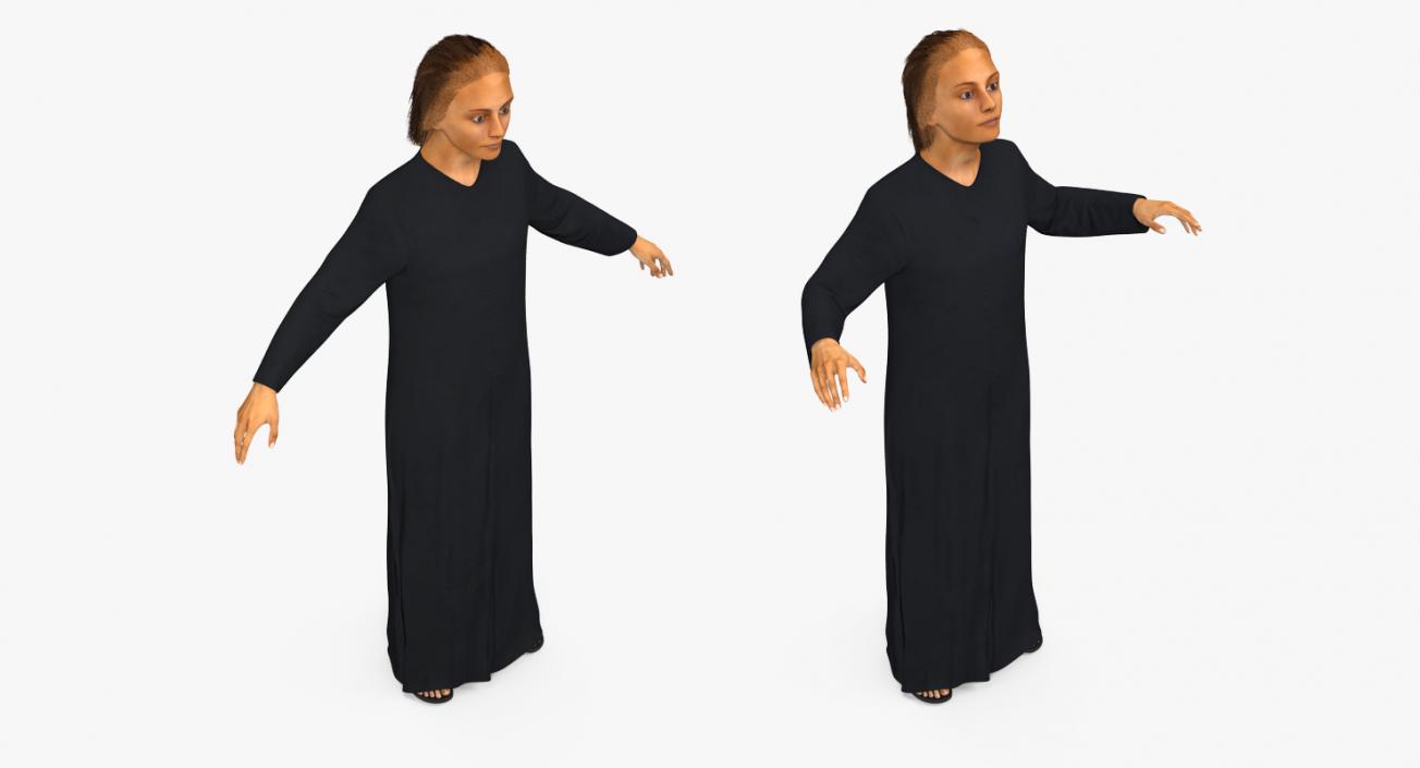 Arabian Woman in Black Abaya 2 Rigged 3D