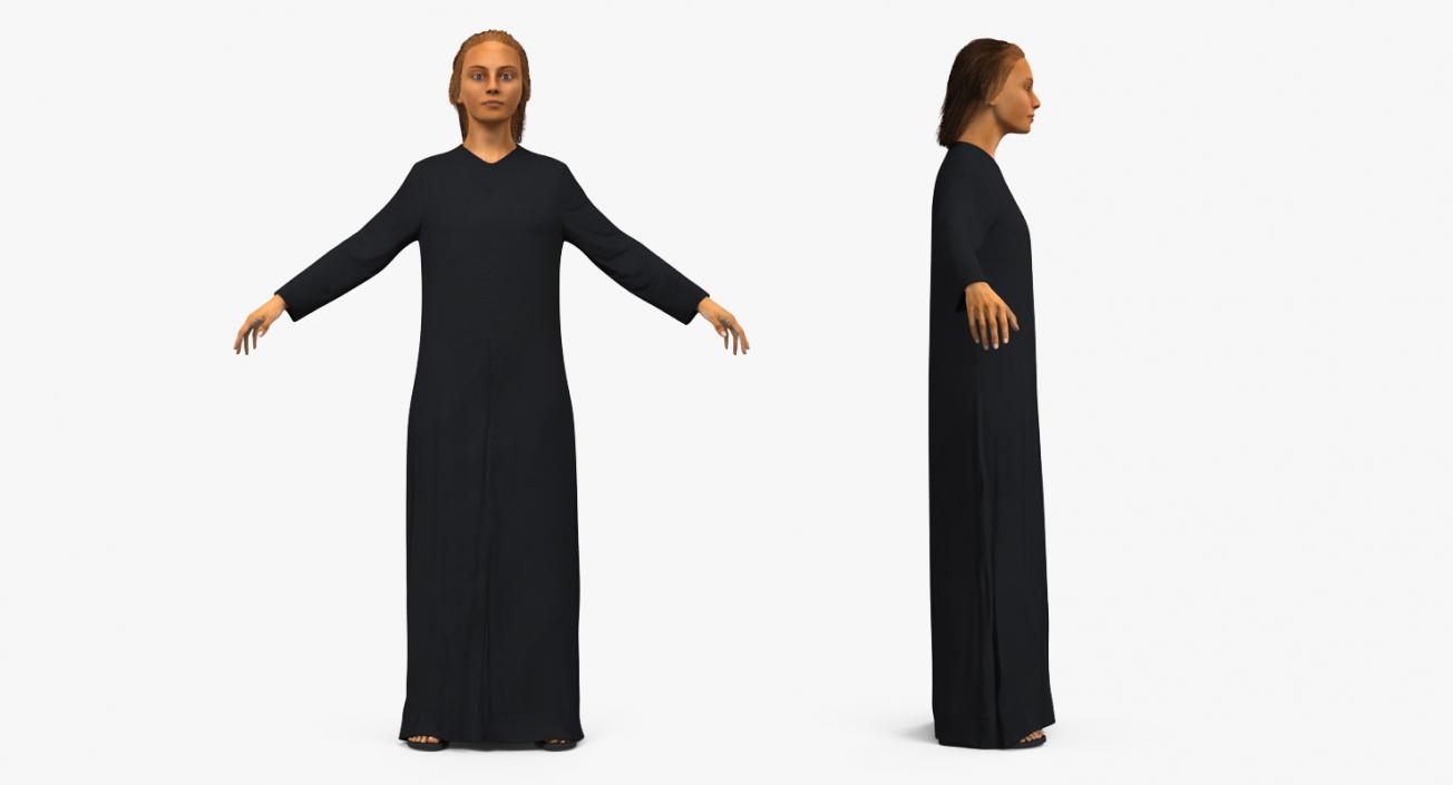 Arabian Woman in Black Abaya 2 Rigged 3D