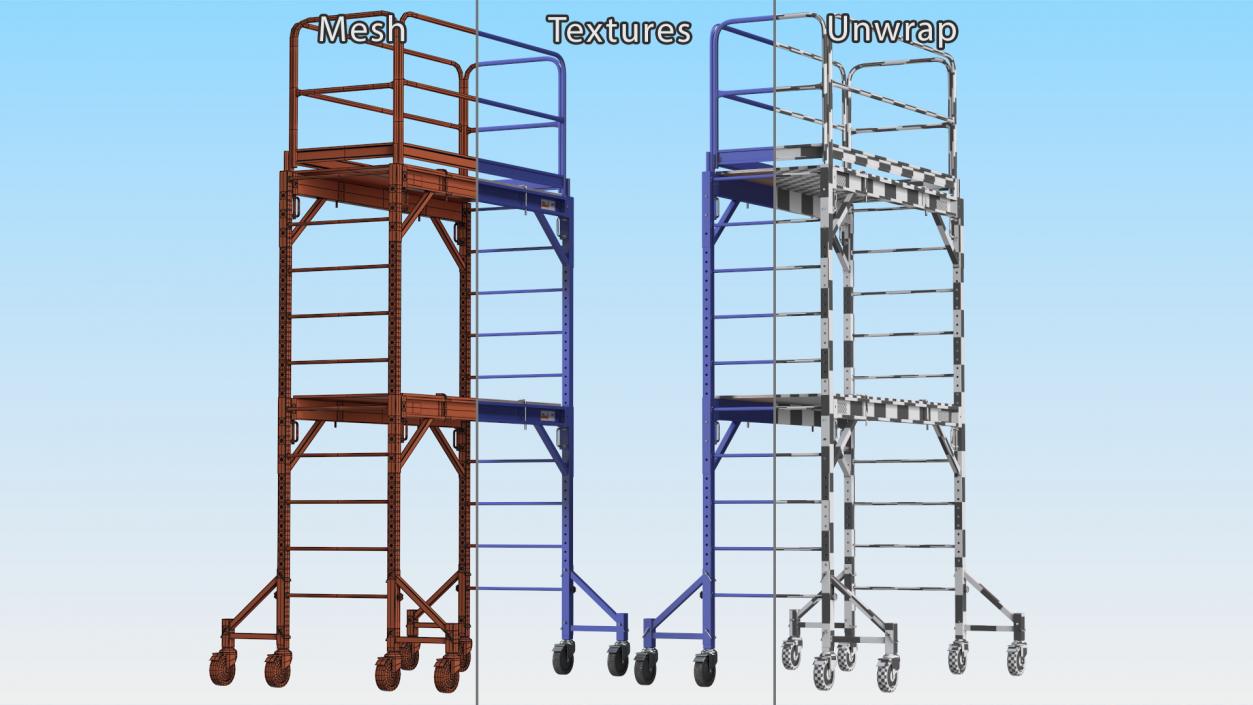 3D model Blue 2 Story Rolling Scaffold Tower