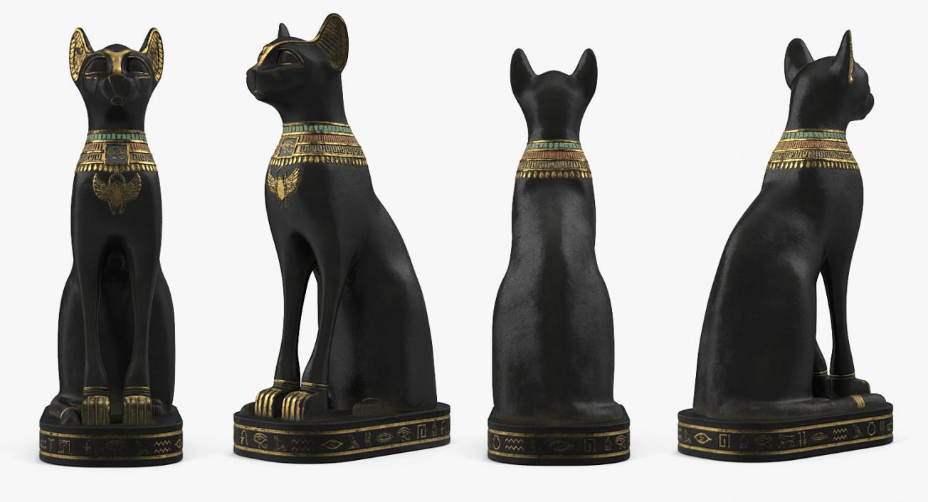 3D Ancient Egyptian Cat Statue Black model