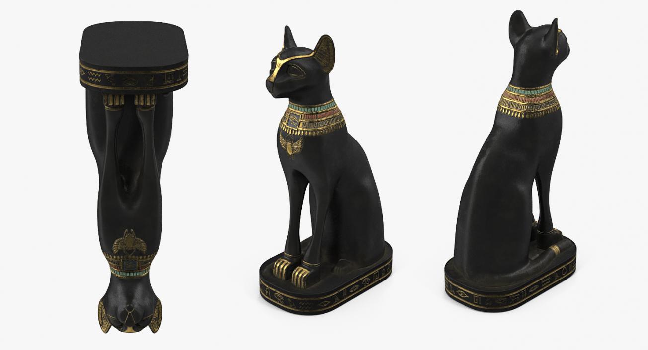 3D Ancient Egyptian Cat Statue Black model