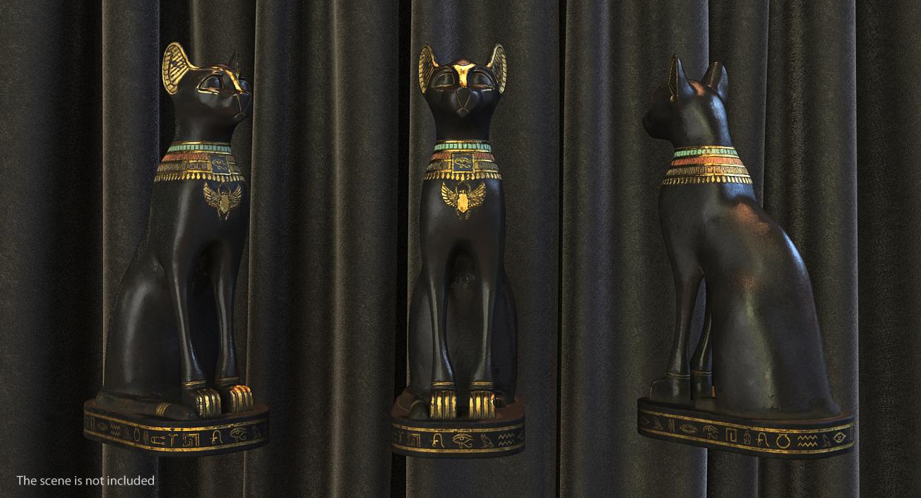 3D Ancient Egyptian Cat Statue Black model