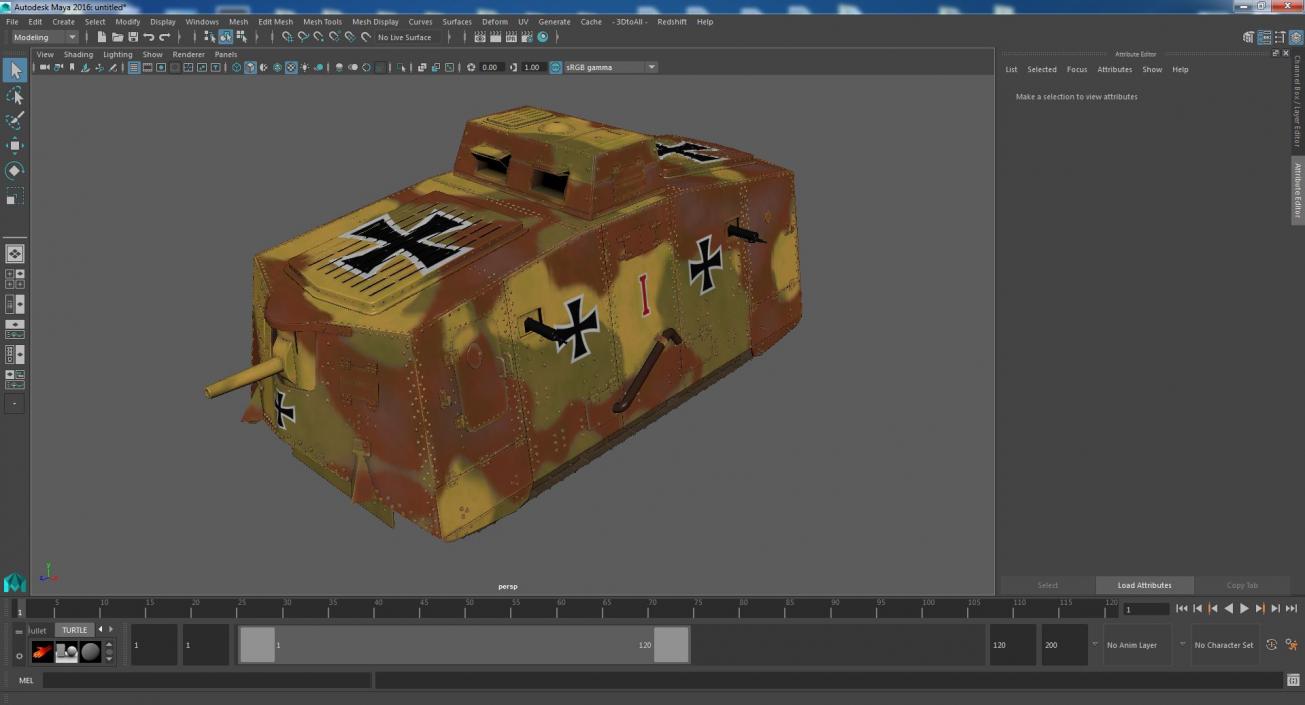 German Armored Car A7V Camo 3D