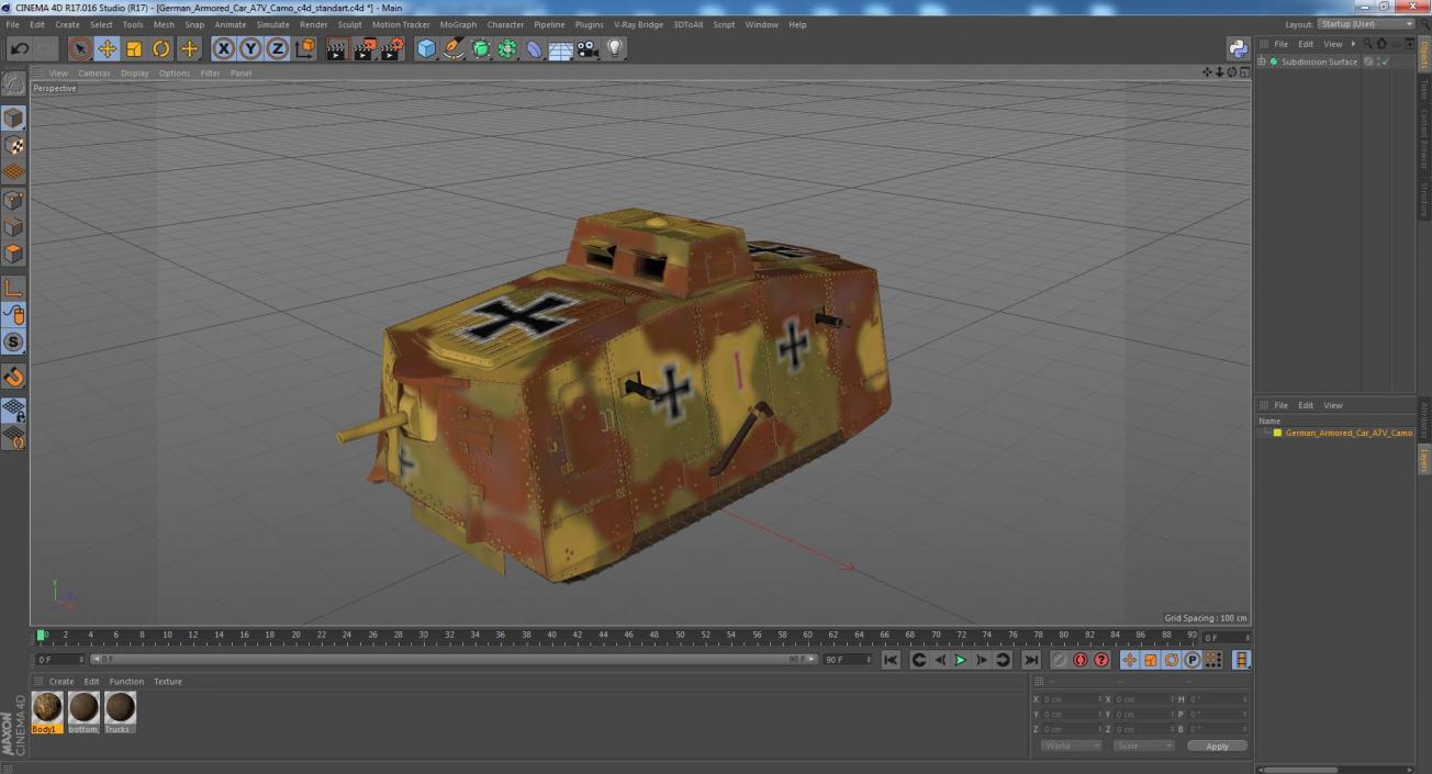 German Armored Car A7V Camo 3D