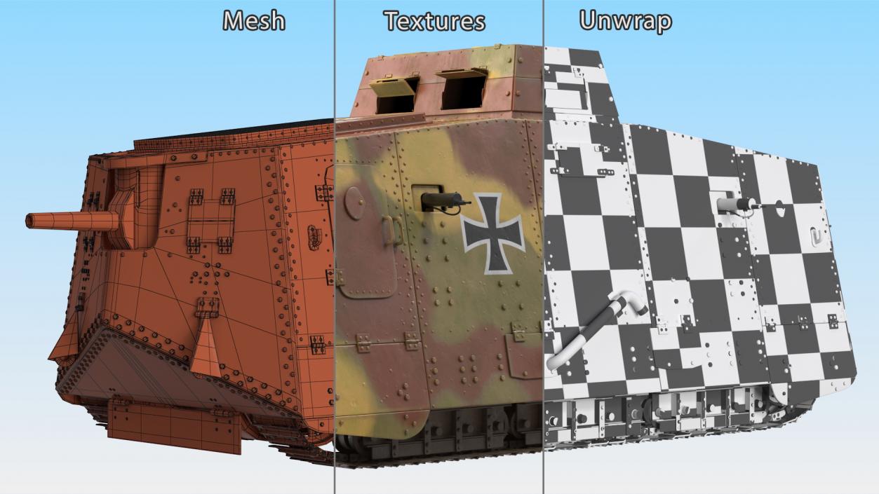 German Armored Car A7V Camo 3D