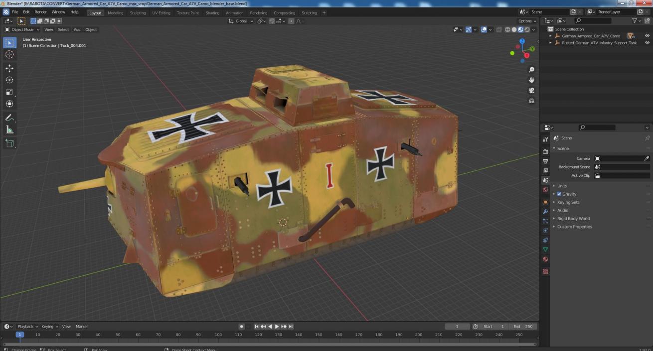 German Armored Car A7V Camo 3D