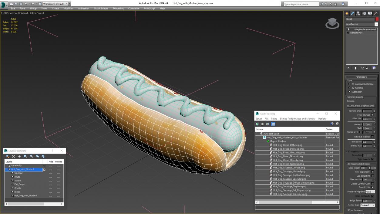 3D model Hot Dog with Mustard